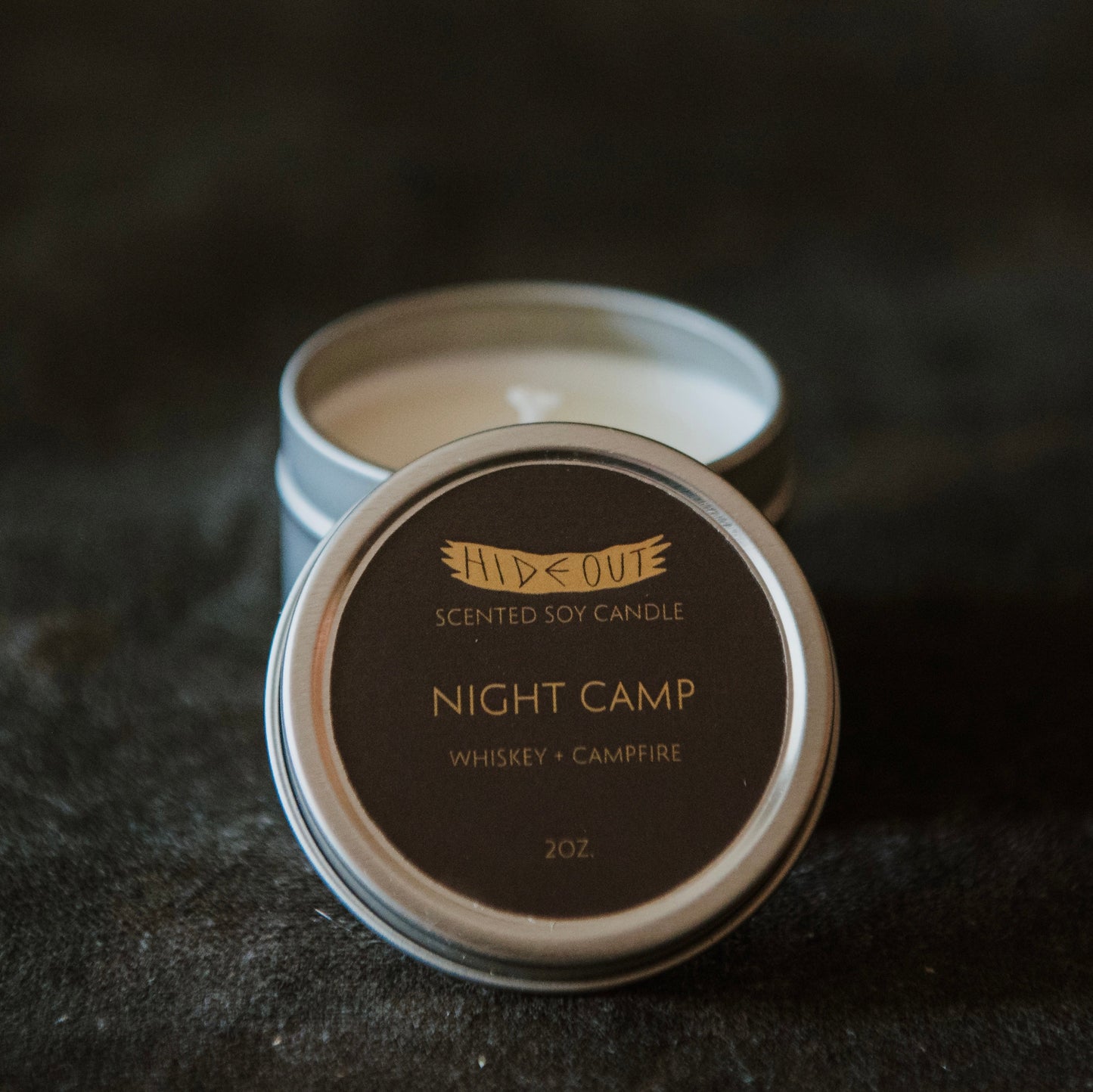 Scented Candle | Night Camp | Whiskey, Oak + Campfire Smoke