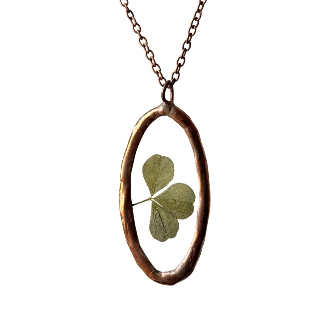 Glass Pressed Floral Pendant Necklace