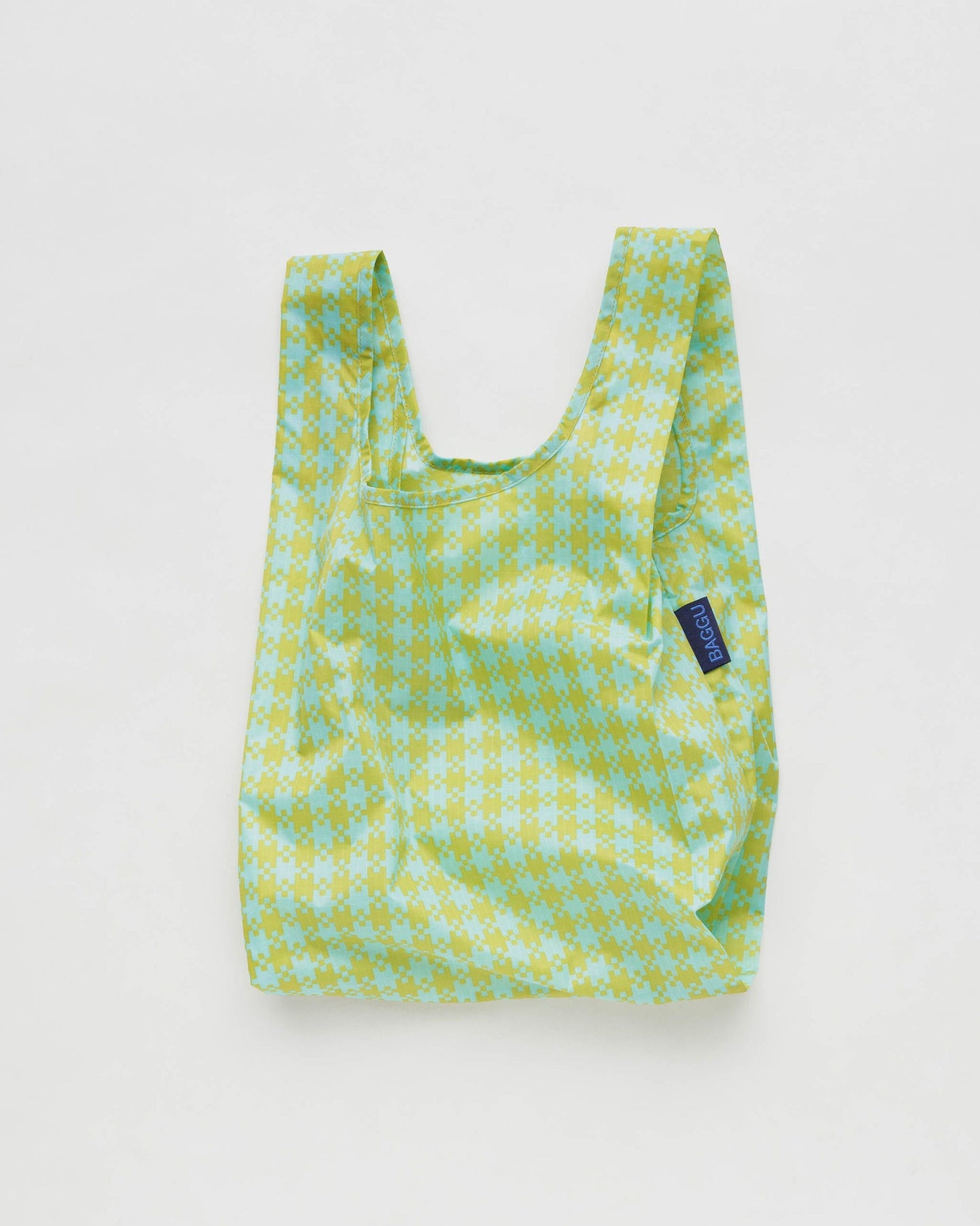 BAGGU Reusable Shopping Bag | Small Size | Mint Pixel Gingham