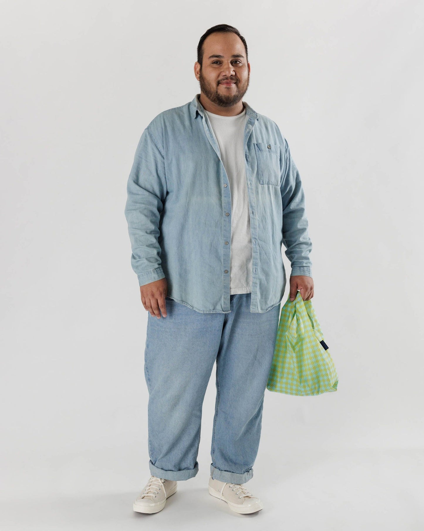 BAGGU Reusable Shopping Bag | Small Size | Mint Pixel Gingham