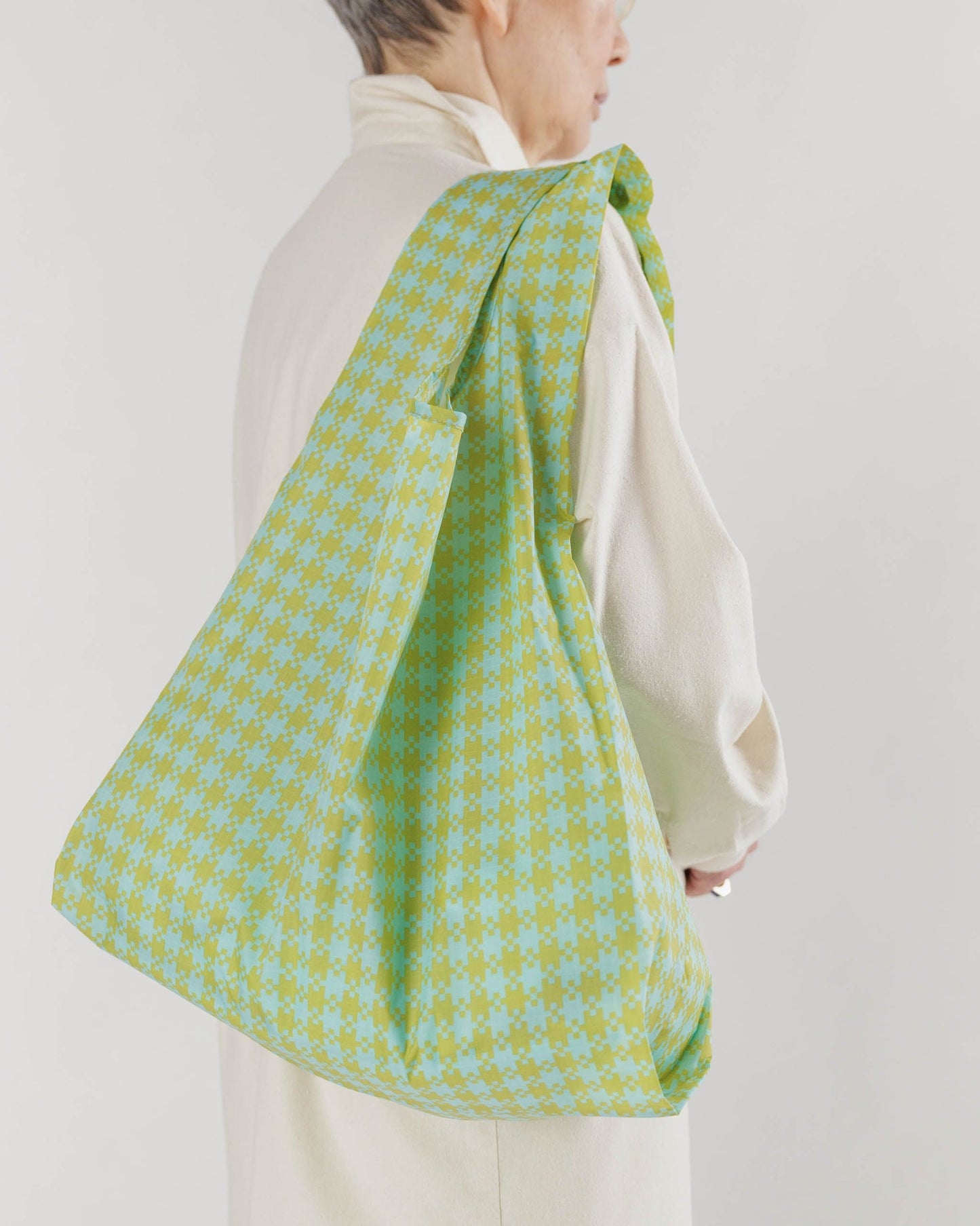 BAGGU Reusable Shopping Bag | Standard Size | Mint Pixel Gingham