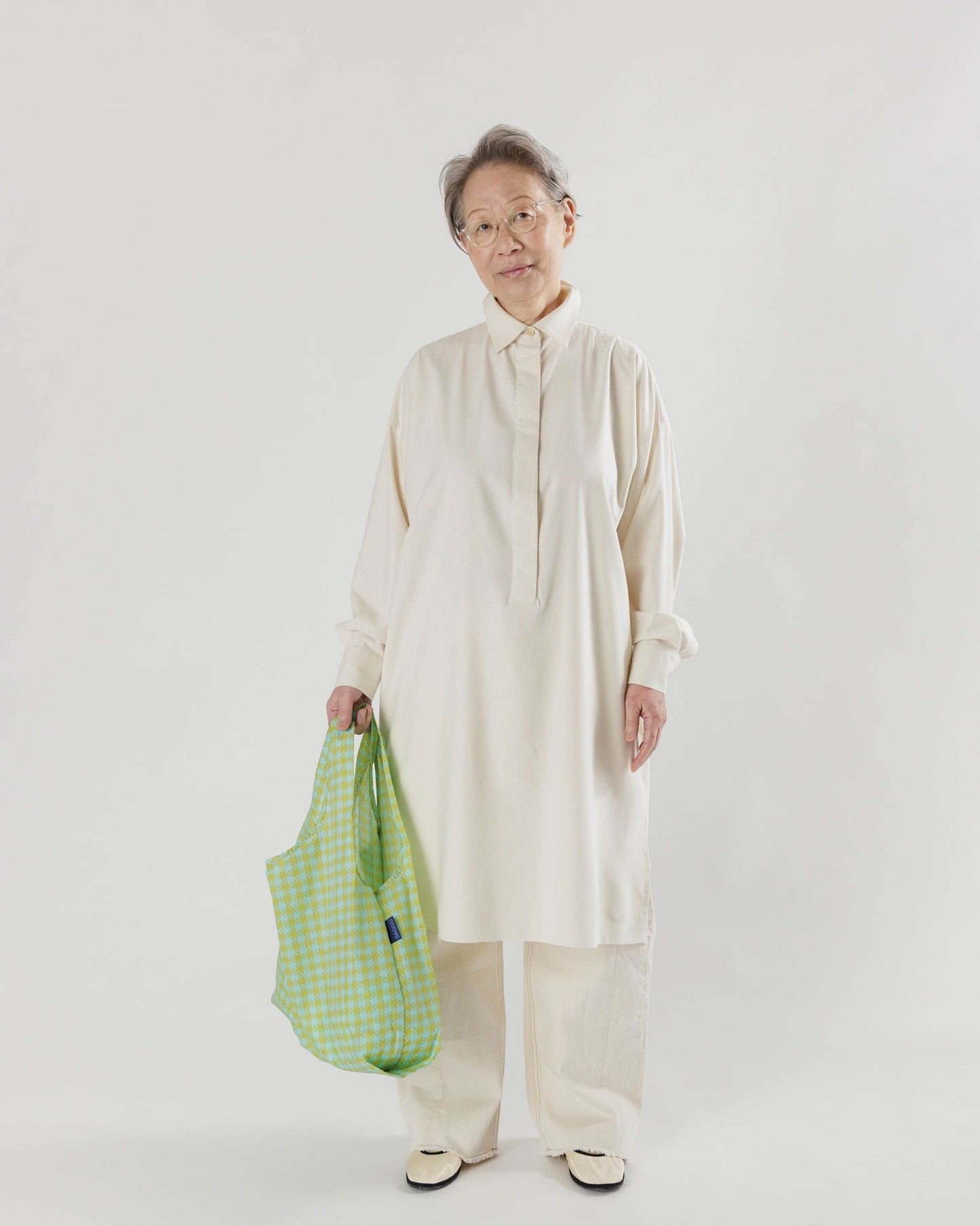 BAGGU Reusable Shopping Bag | Standard Size | Mint Pixel Gingham