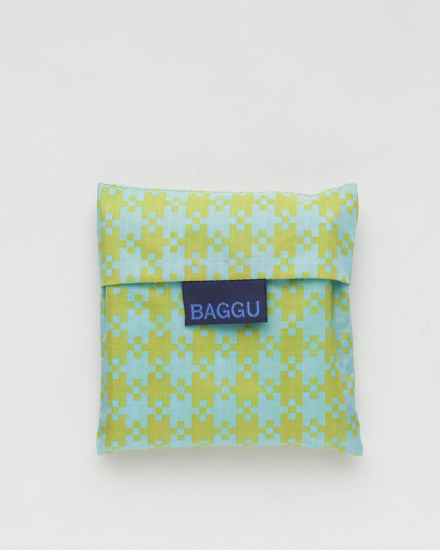 BAGGU Reusable Shopping Bag | Standard Size | Mint Pixel Gingham