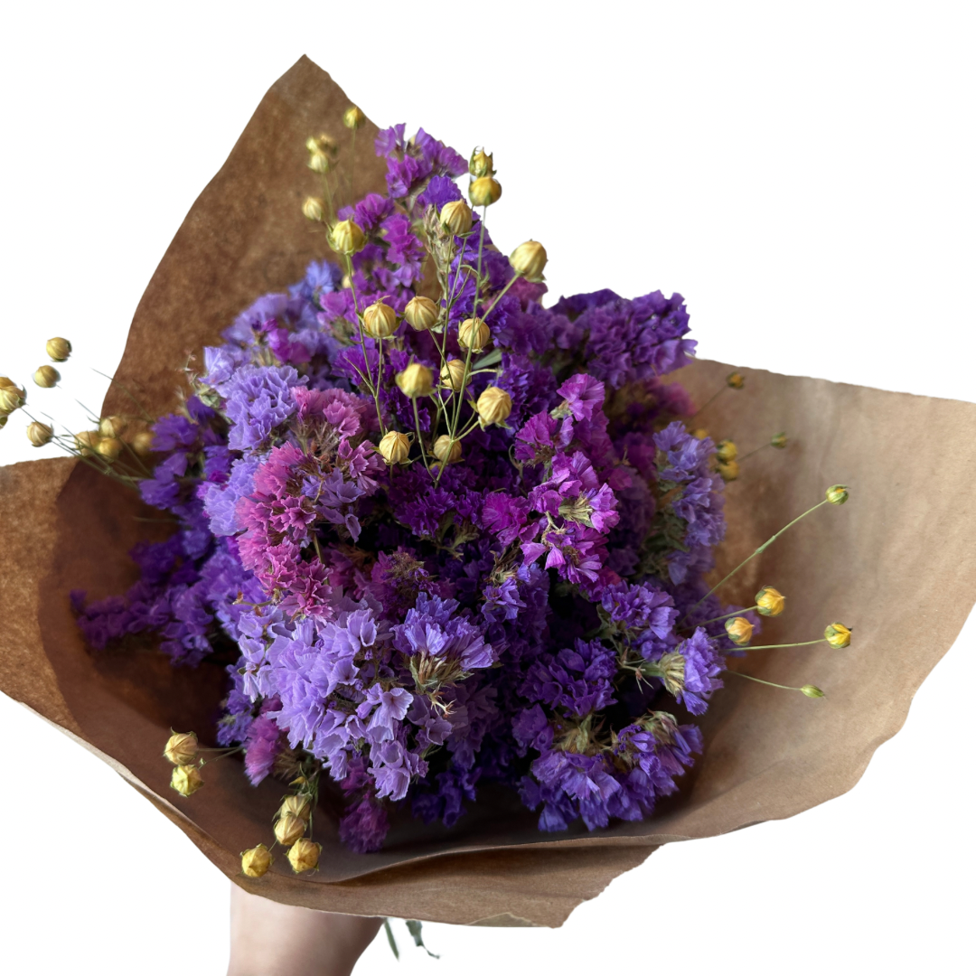 Dried Bouquet | Statice + Flax | Purple *Local Yeg Orders Only*