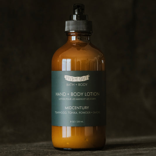 Hand + Body Lotion | Midcentury | Teakwood, Tonka, Brandy + Pipe Tobacco