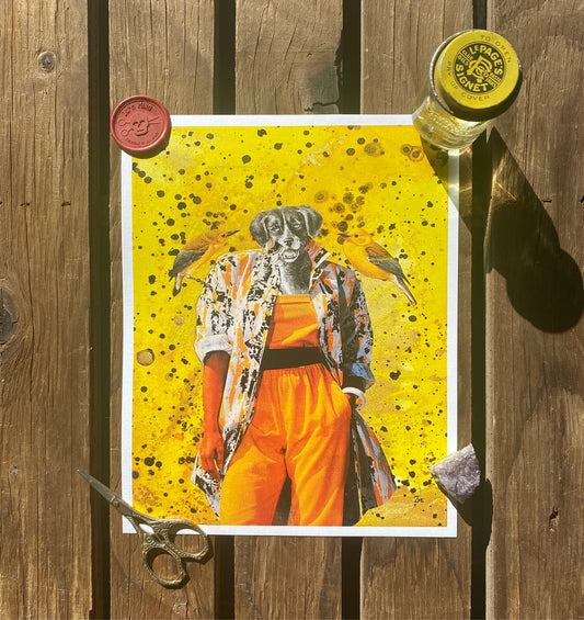Collage Art Print | The Case of the Yellow Dog 8x10