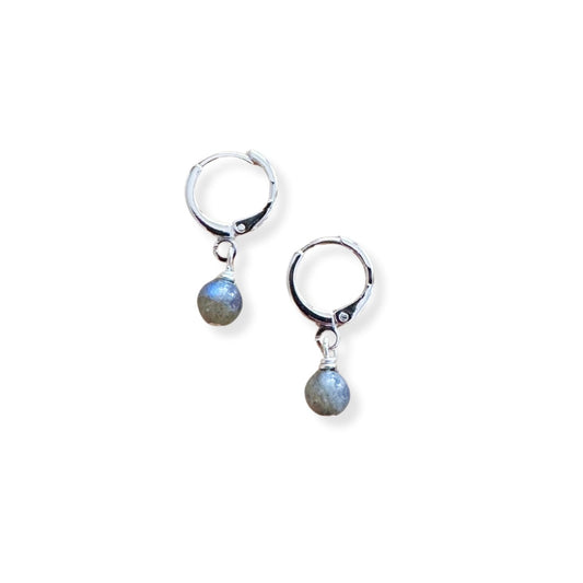 Karmen Victoria Studio | Gem Orb Huggie Earrings | Labradorite + Silver