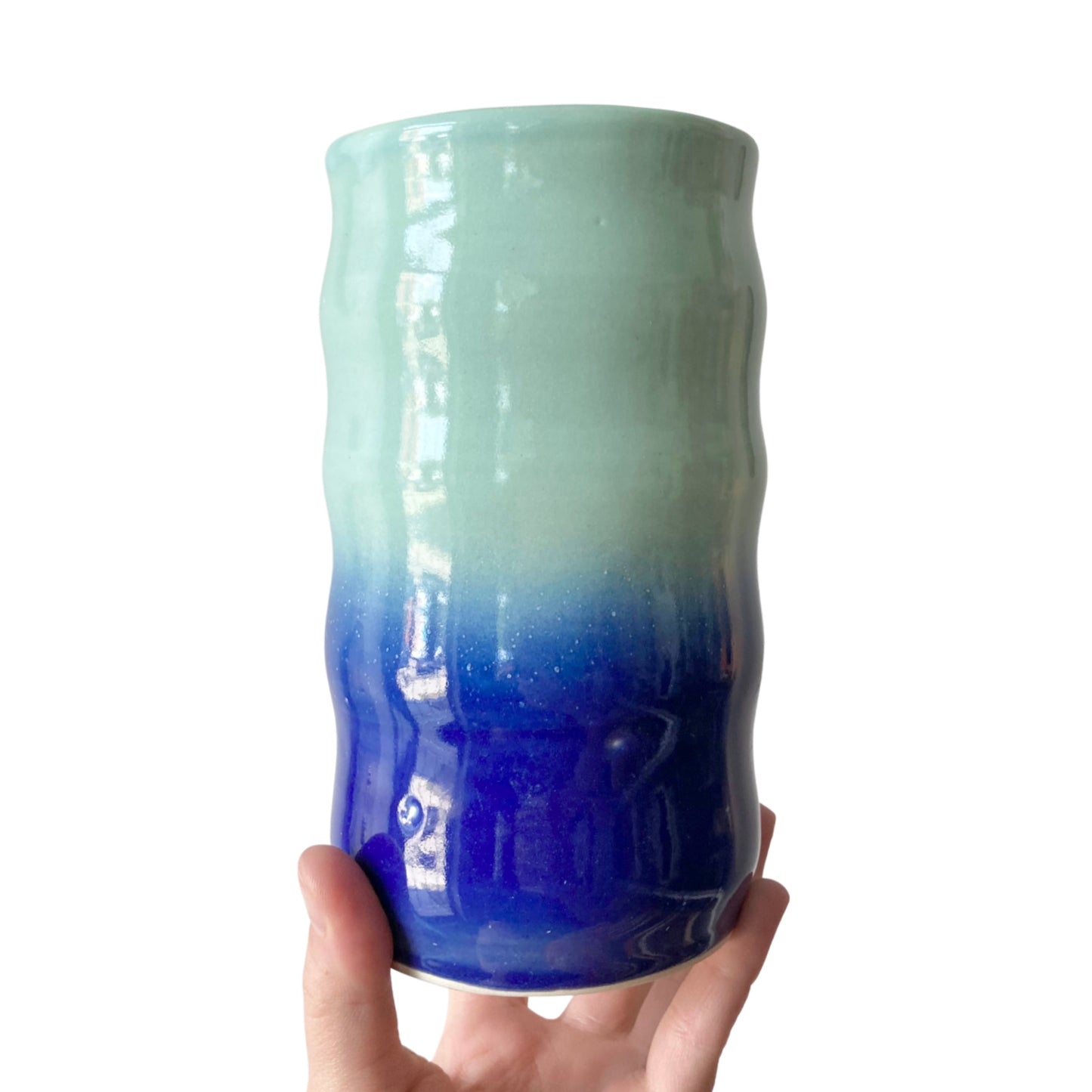 Stranger Studio | Wavy Fade Vase Large | Turquoise + Cobalt Fade