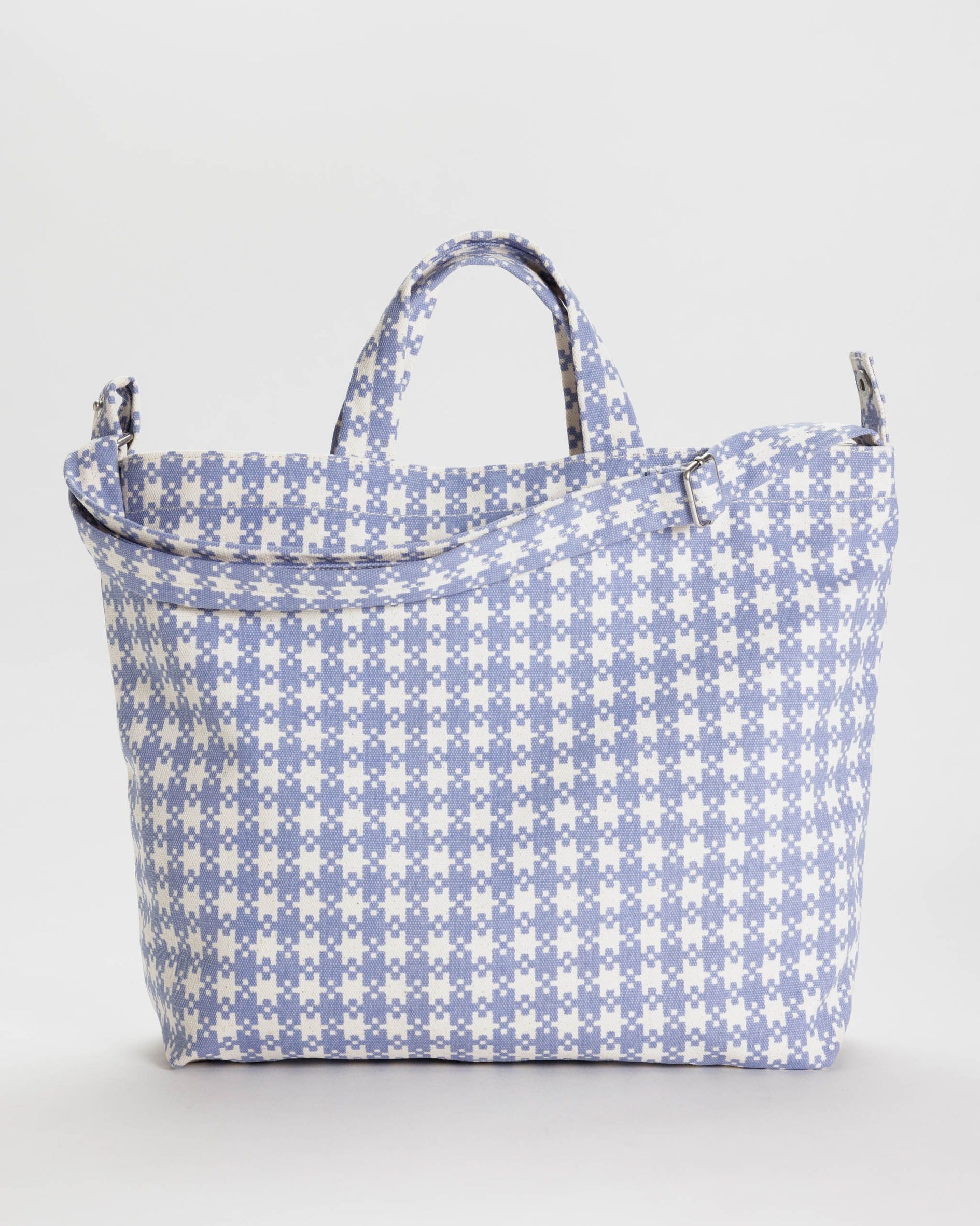 BAGGU Horizontal Zip Duck Bag | Blue Pixel Gingham – Hideout Distro