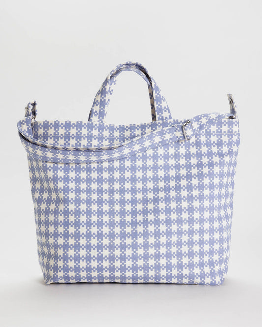 BAGGU Horizontal Zip Duck Bag | Blue Pixel Gingham