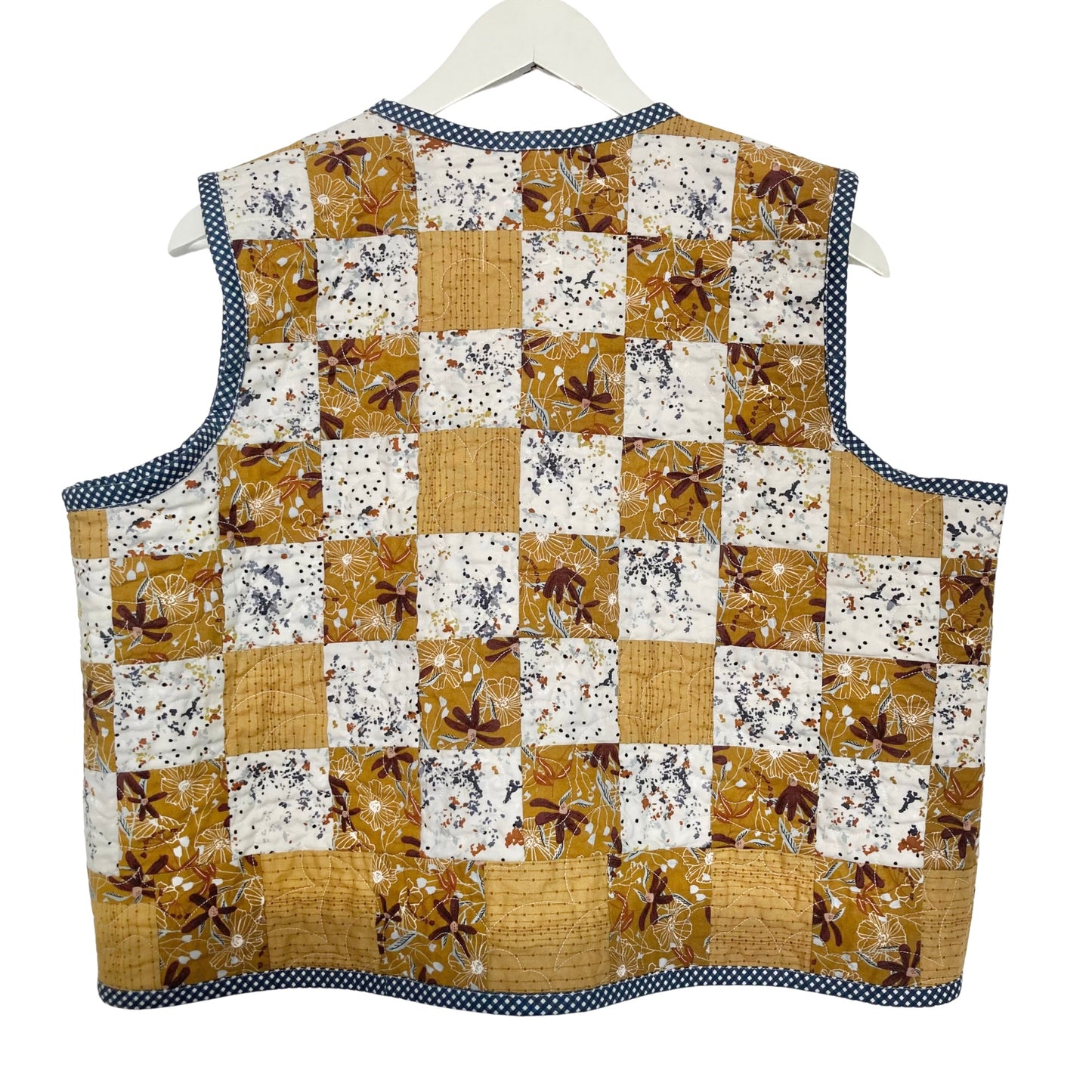 Handmade Quilted Crop Vest | Mustard Cream