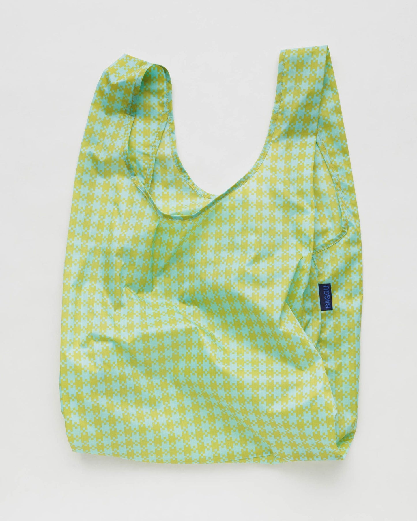 BAGGU Reusable Shopping Bag | Standard Size | Mint Pixel Gingham