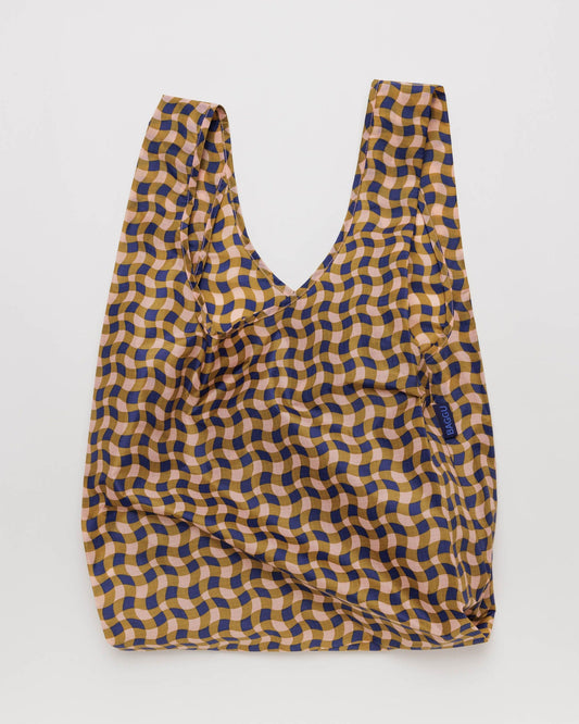 BAGGU Reusable Shopping Bag | Standard Size | Wavy Gingham Peach