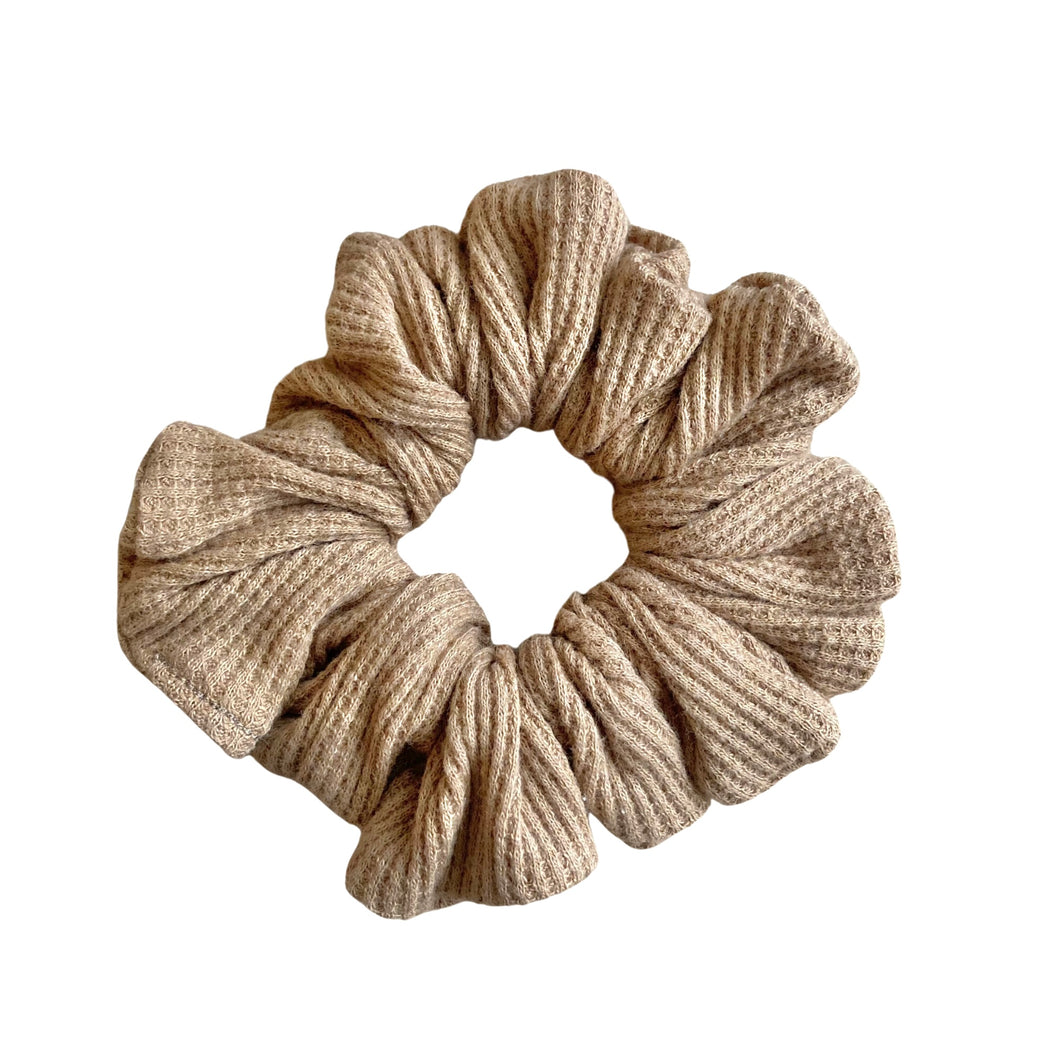 Hair Scrunchie | Light Brown Woven Cotton