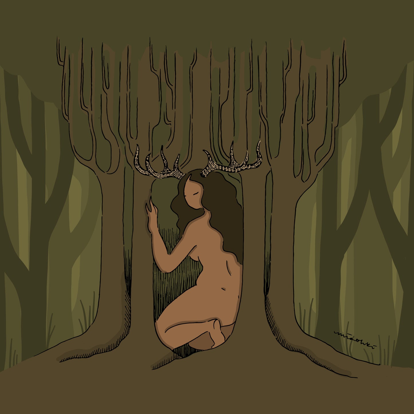 Art Print | Deer Woman | Colour