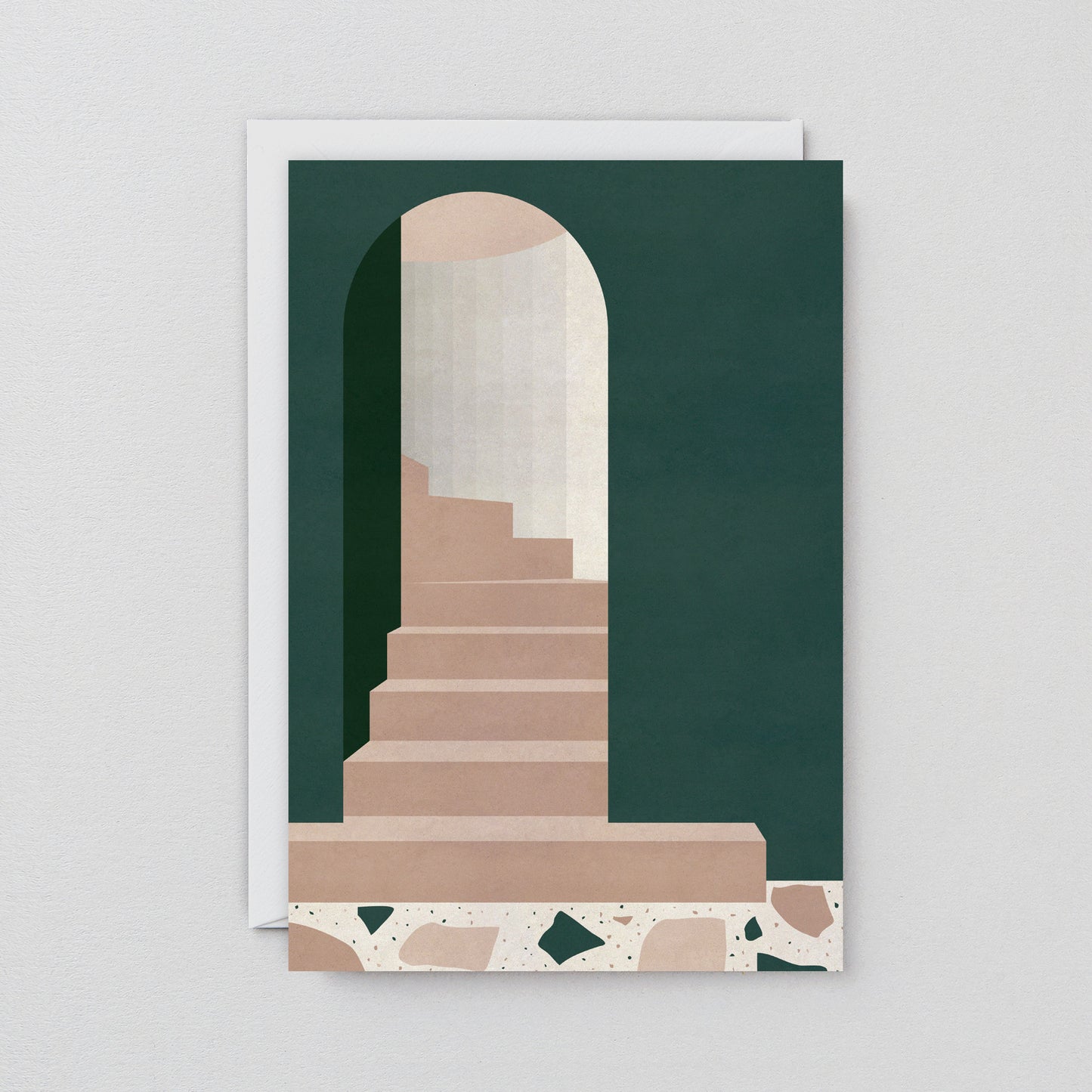 Terracotta steps terrazzo modern architecture art print greeting card