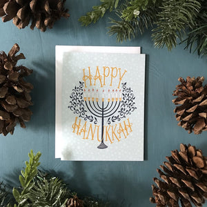 Carabara Designs | Greeting Card | Happy Hanukkah Menorah