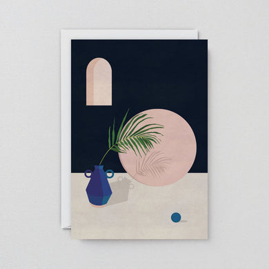 WRAP | Art Greeting Card | Blue Vase and Leaf
