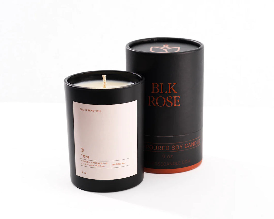 Blk Rose Candle | 9oz. Scented Soy Candle | Toni