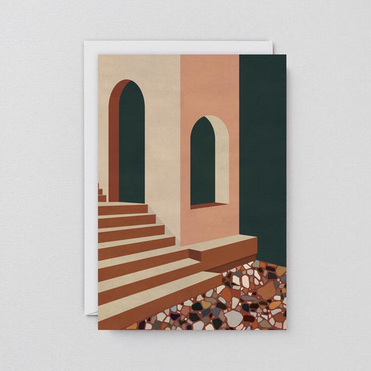 Art Print Greeting Card | Terracotta Terrazzo & Stairs