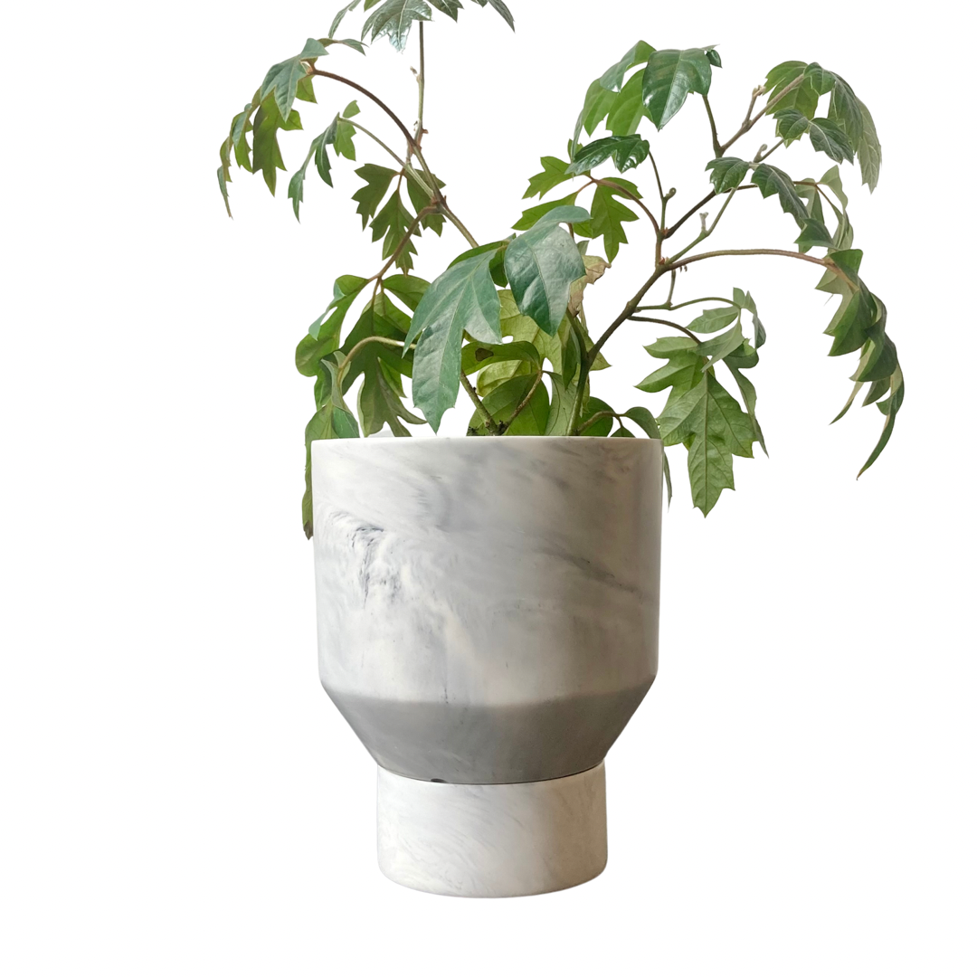 Funnel Planter | Grey Marble