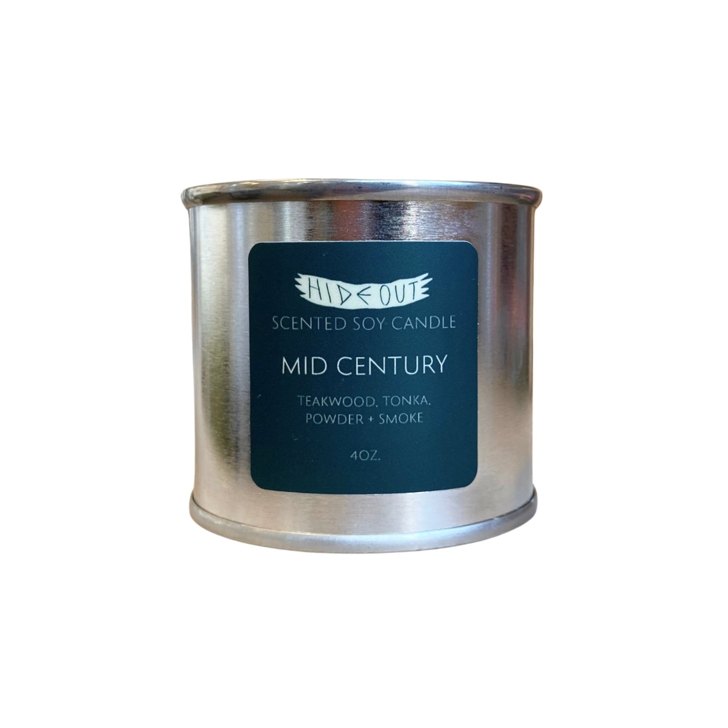 Hideout Scented Soy Candle | Mid-Century | Teakwood, Tonka, Brandy + Hint of Pipe Tobacco