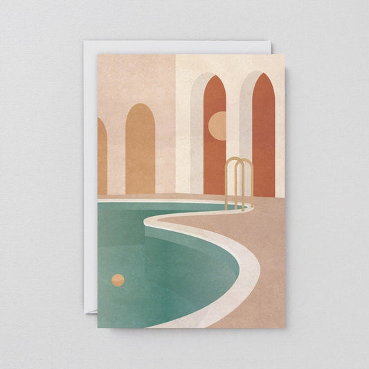 Art Print Greeting Card | Pool With Arches