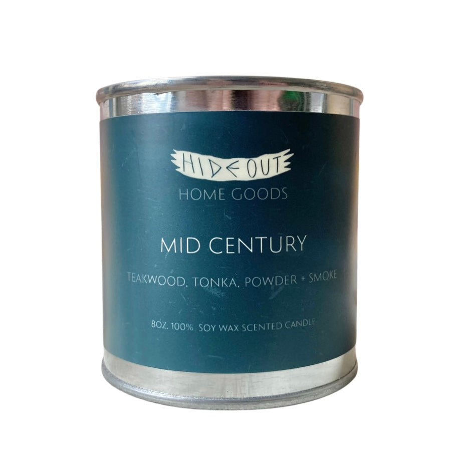 Hideout Scented Soy Candle | Mid-Century | Teakwood, Tonka, Brandy + Hint of Pipe Tobacco