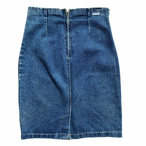 Denim High Waisted Elastic Jean Skirt | Medium