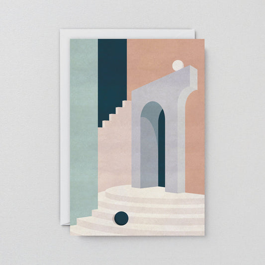 Pastel archways architecture art print greeting card