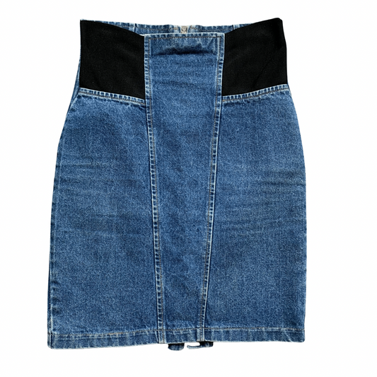 Denim High Waisted Elastic Jean Skirt | Medium