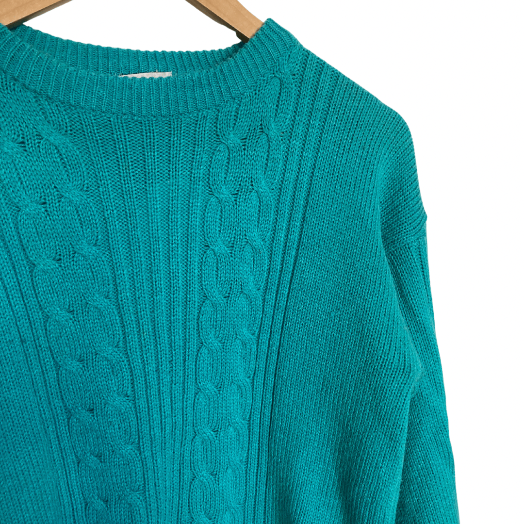 Vintage Teal Cable Knit Sweater