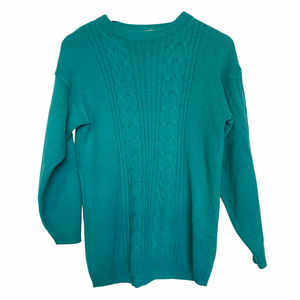 Vintage Teal Cable Knit Sweater